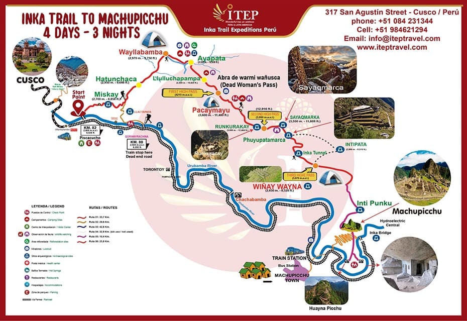 Inca Trail Map to Machu Picchu