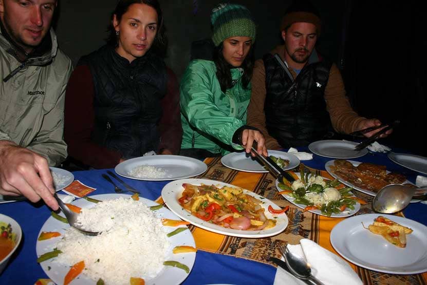 Our dinner selecction on Inca Trail